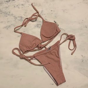 Glitter Bikini Set Triangle Bra&Thong